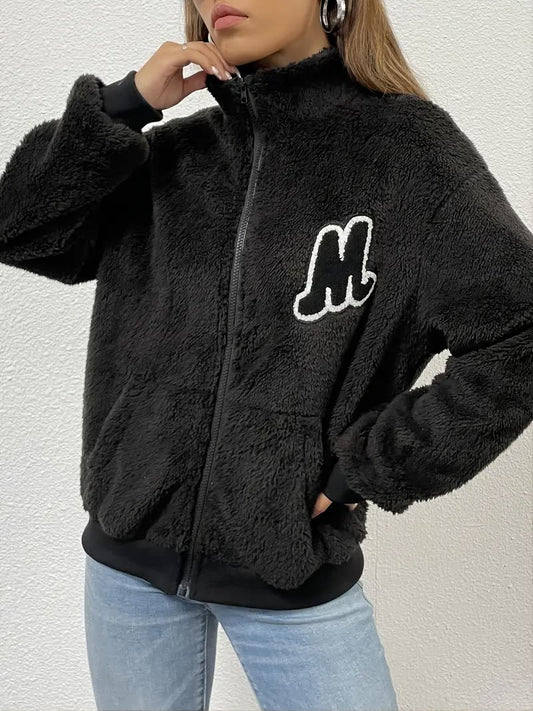 Fuzzy Crew Neck Jacket
