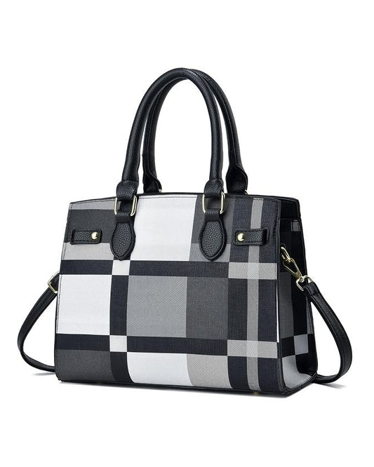 Black and Grey Plaid Handbag