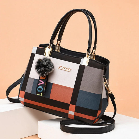 Colorblock Plaid Handbag
