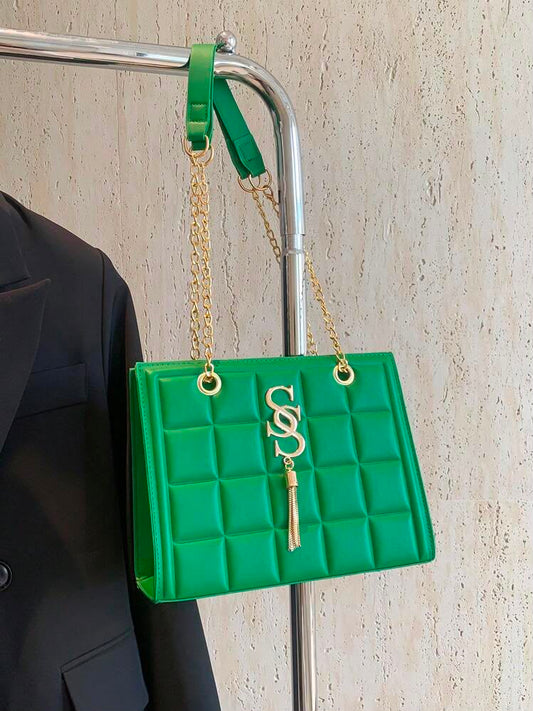 Green Quilted Shoulder Bag